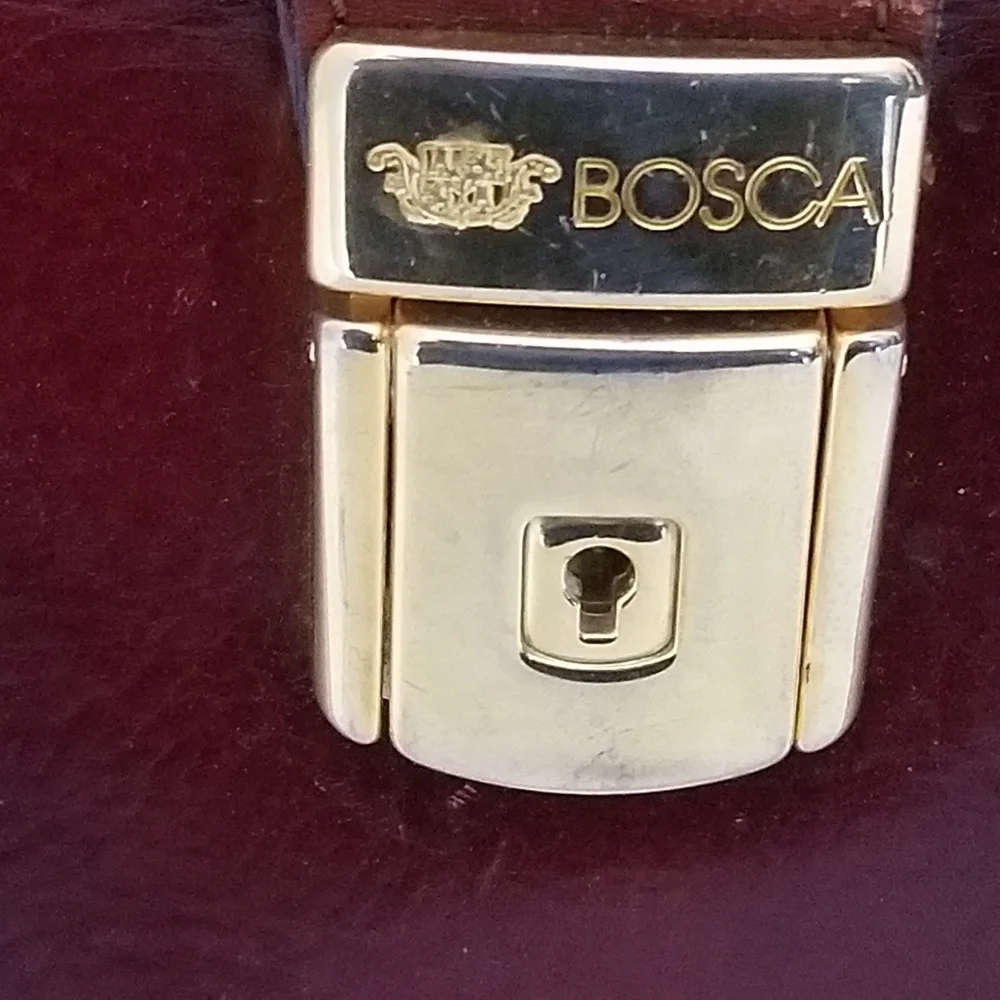 Bosca Maroon Leather Briefcase with Gold Accents